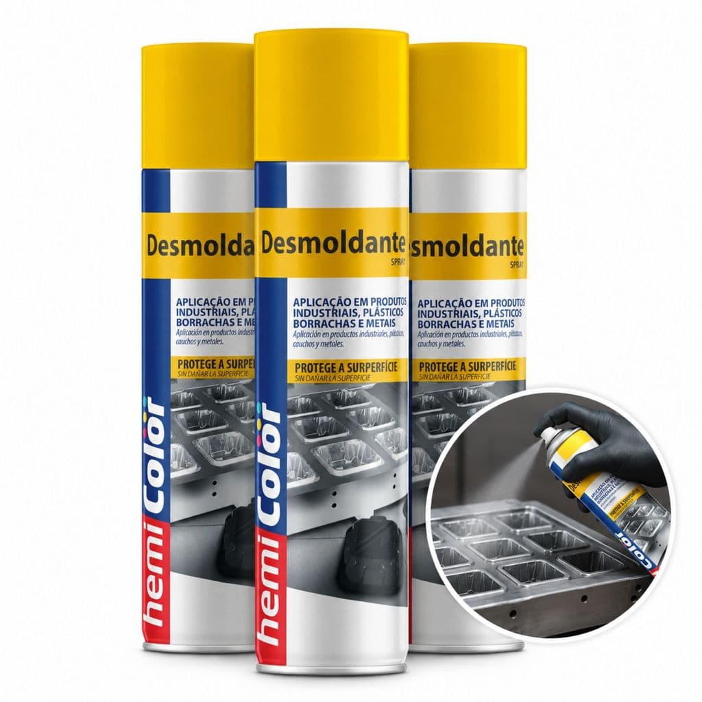 Kit 3 Desmoldantes Spray ChemiColor Sem Silicone 250ml Uso Industrial Moldes Plásticos Borrachas e Metais