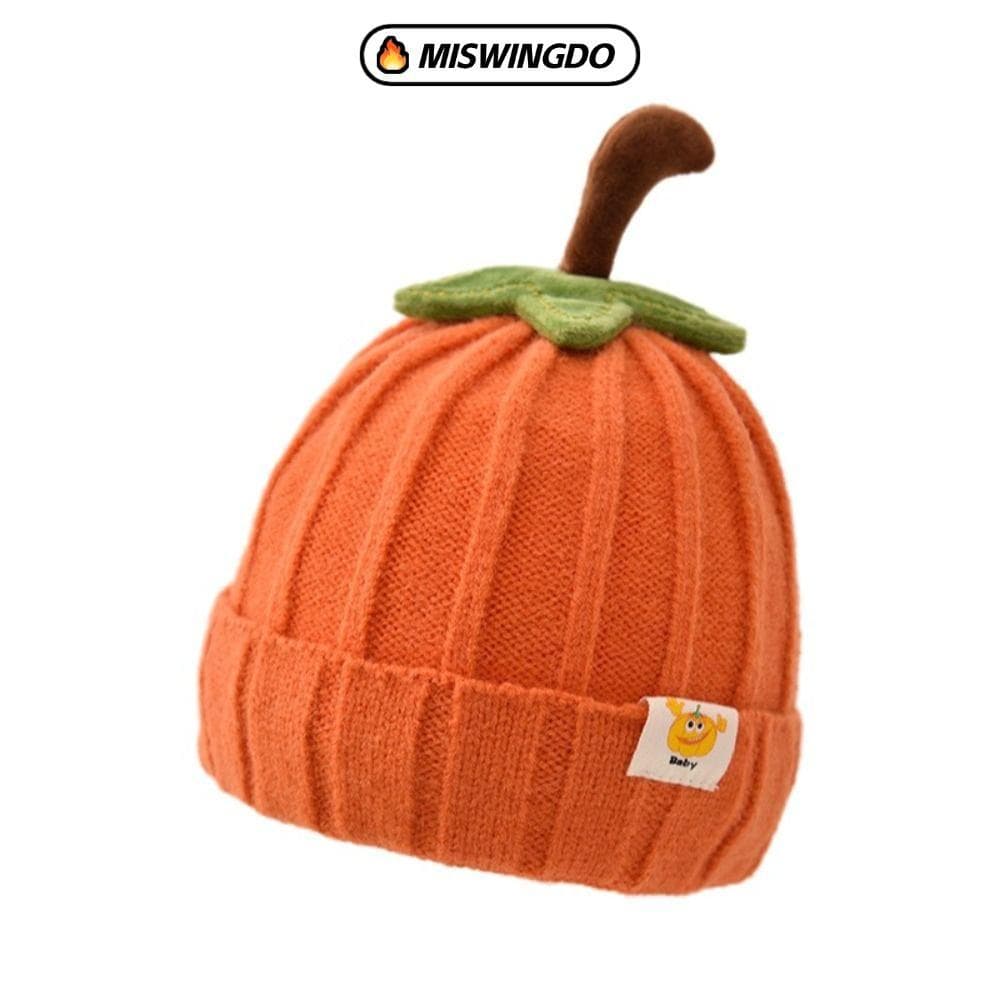 Chapéu De Bebê De Malha MISWINGDO , Gorro Macio De Abóbora De Cor Sólida , Boné Infantil Com Design Fofo