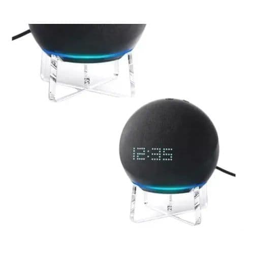 Porta Alexa Em Acrilico Transparente Preto  Suporte De Mesa