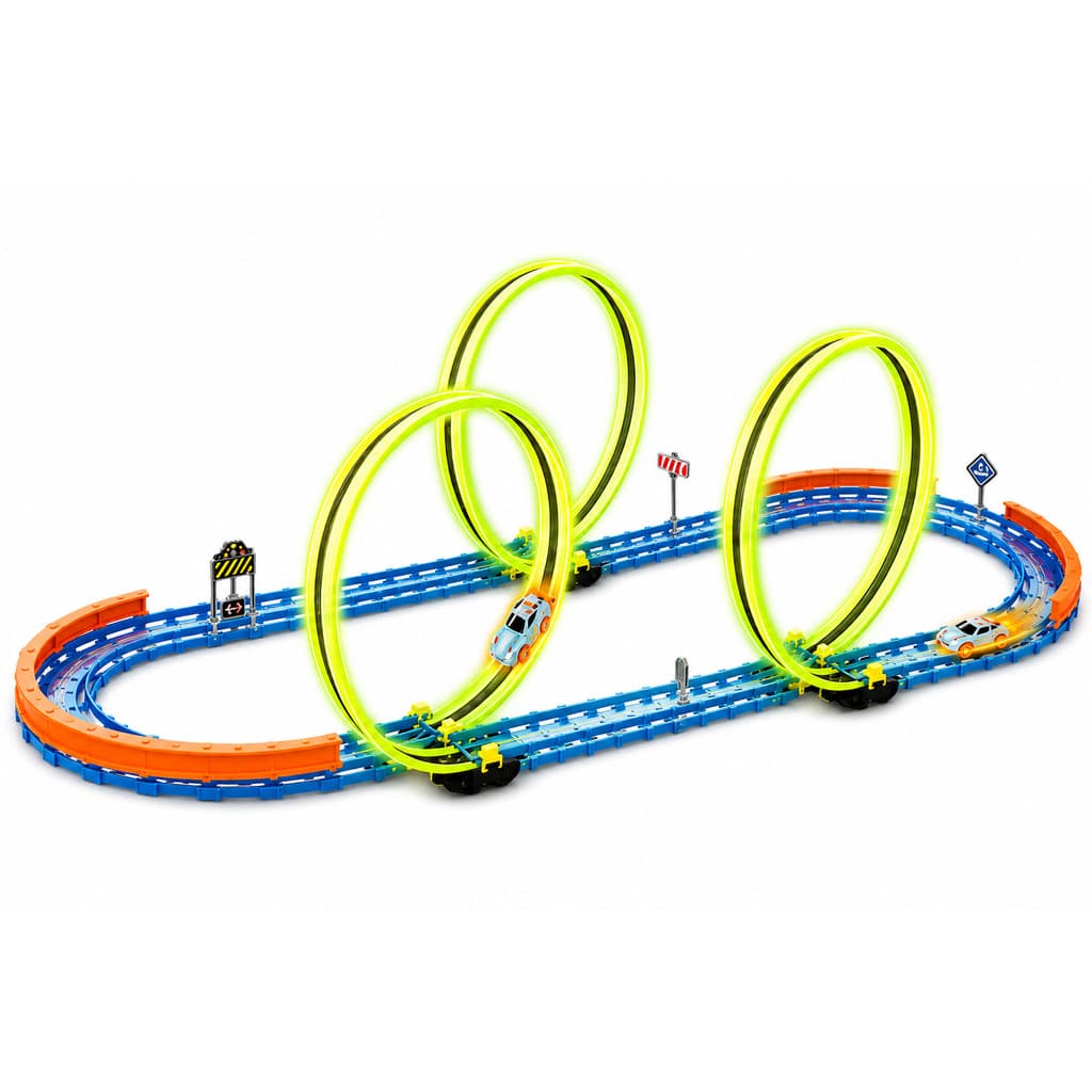 Pista De Carrinho Looping Triplo Brilha No Escuro Corrida