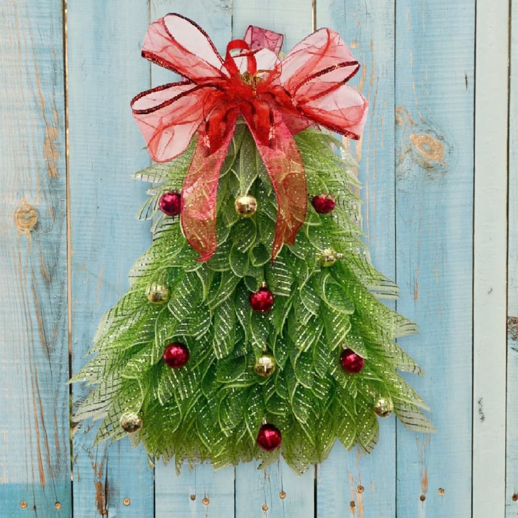 Guirlanda De Árvore De Natal Feita À Mão-Suspensão Rústica De Parede Para Decoração De Porta De Fazenda