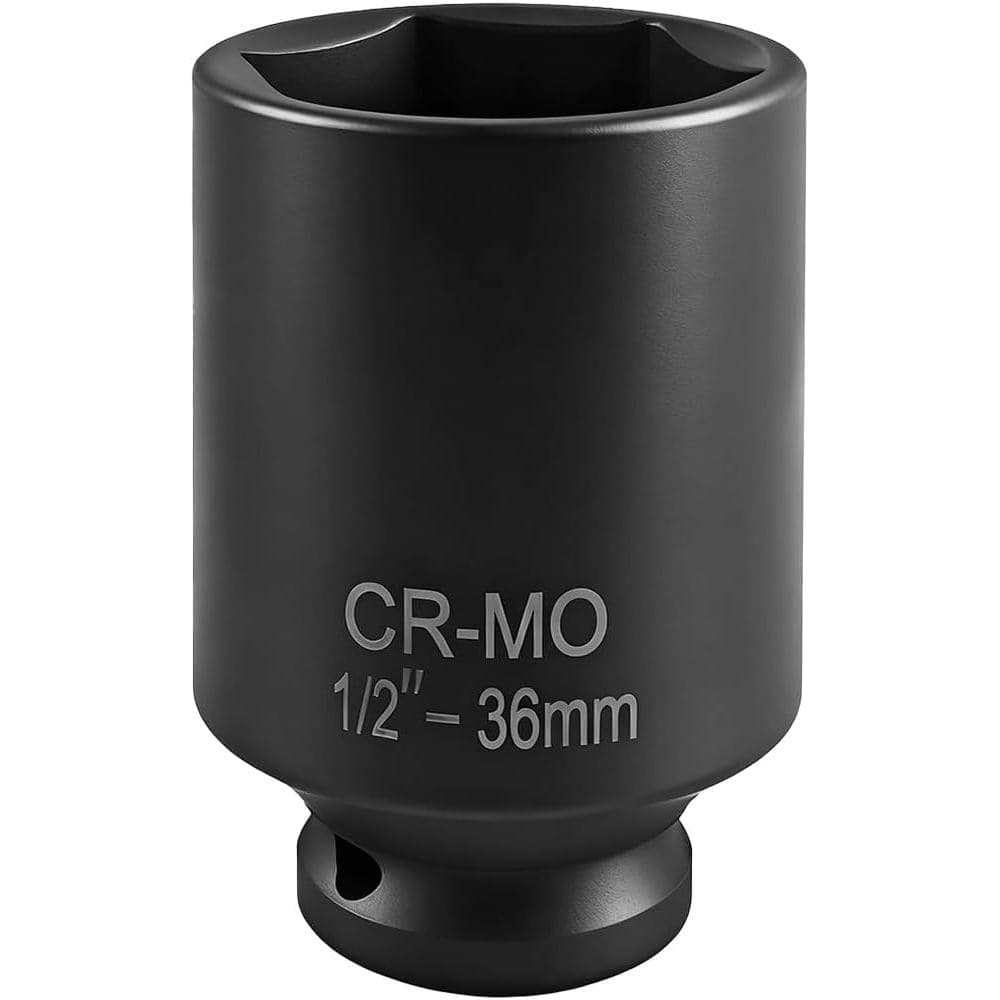Soquete de impacto de 1/2" x 36mm para carro, soquete profundo de 6 pontas para porca do eixo, para fácil remoção da por