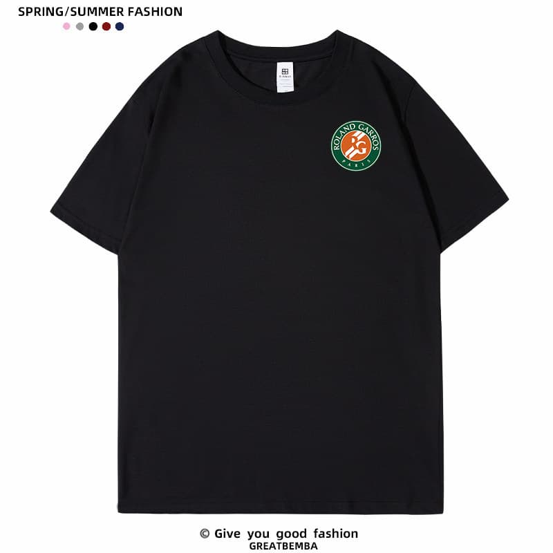 Moda casual Versão Coreana Estilo popular Tênis Torneio Crachá Padrão Impressão oversized Em Torno Do Pescoço Camiseta D