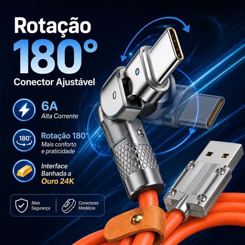 360 ° Cabo De Carregamento Rápido Giratório Tipo C Carregador V8 IOS Para iPhone 240W Silicon Samsung Moto