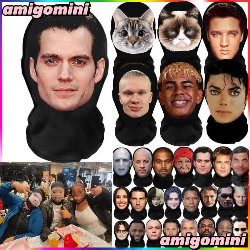 Balaclava Facial 3D – Máscaras Faciais De Cosplay Engraçadas E Criativas (Ronaldo , Messi , Mr Bean , Jason Statham) ; B