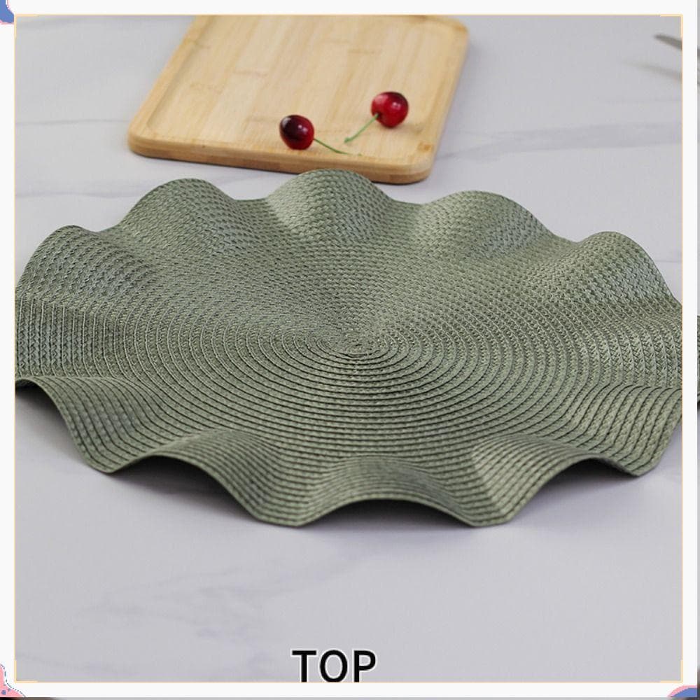 Jogo Americano Com Borda De Folha De Lótus TOPABC , Recortado De Tecido Irregular Minimalista , Tapete De Mesa Espesso