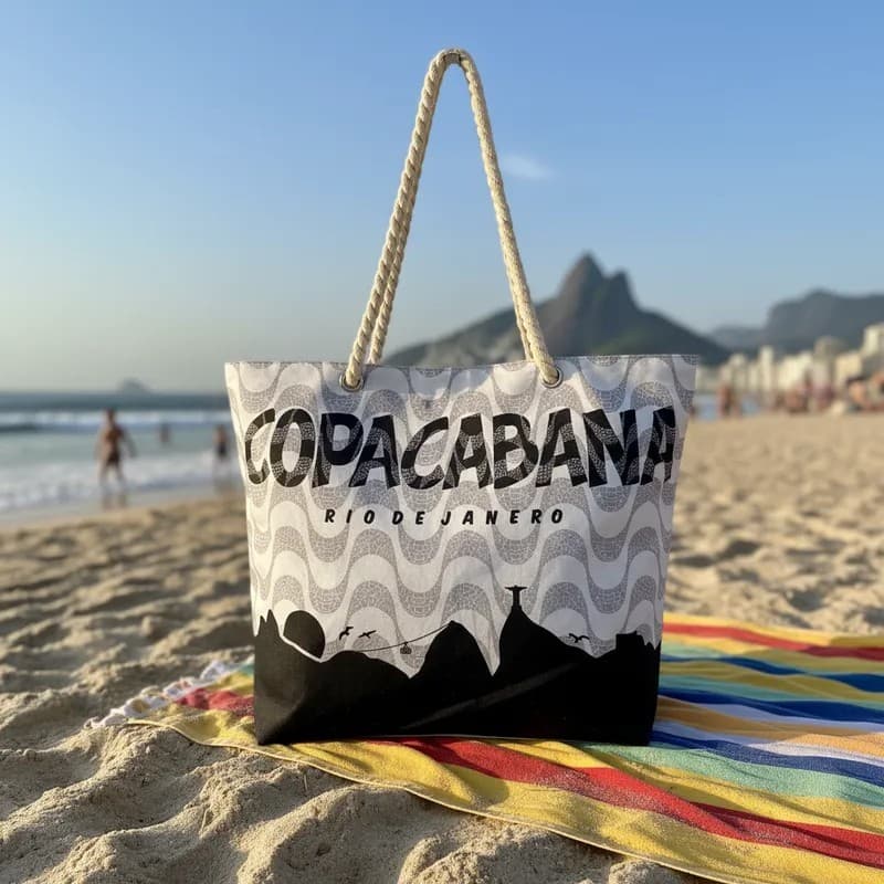 Bolsa de praia feminina estampada com carteira hills copa