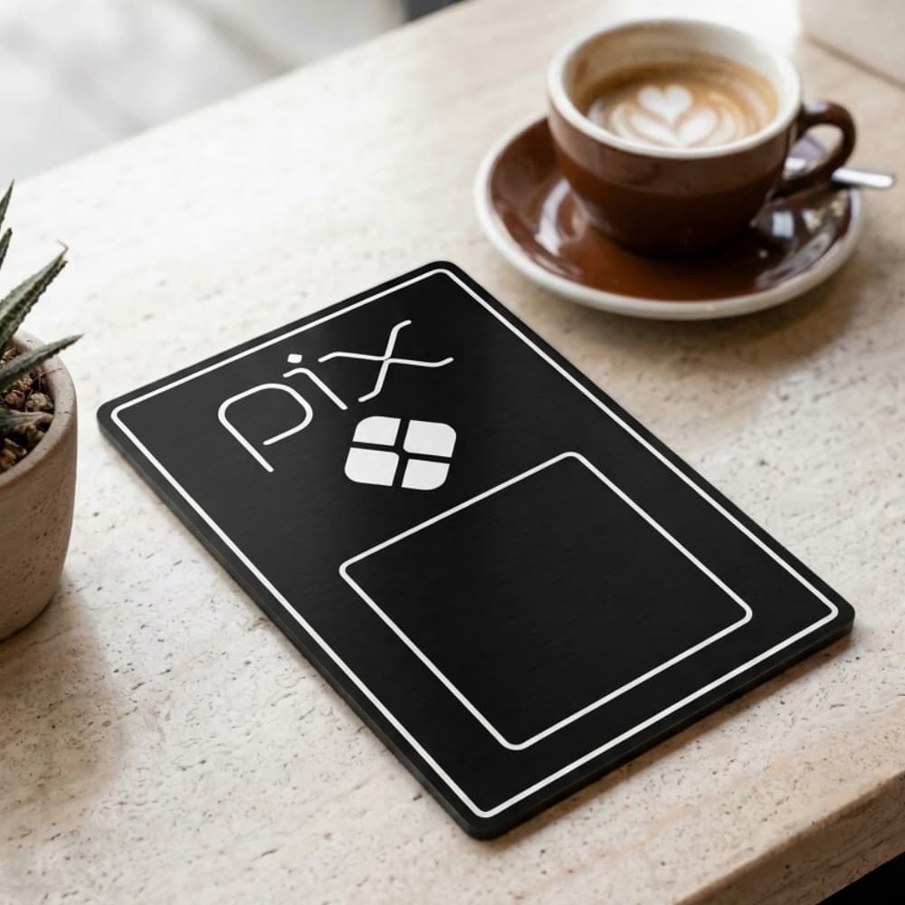 Placa para PIX Qr Code - ACM Preto Premium - 10 x 15 cm