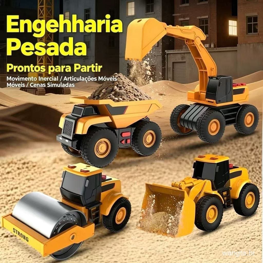 Conjunto De Variedades De Caminhões De Construção Inercial Com Luzes E Som , Máquinas Seguras Para Crianças , Miniatura