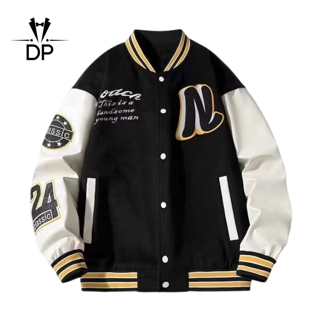 Jaqueta De Beisebol Masculina Solta E Versátil Estilo Ins , Casual , Legal , Para Primavera Outono , T161 , Preta