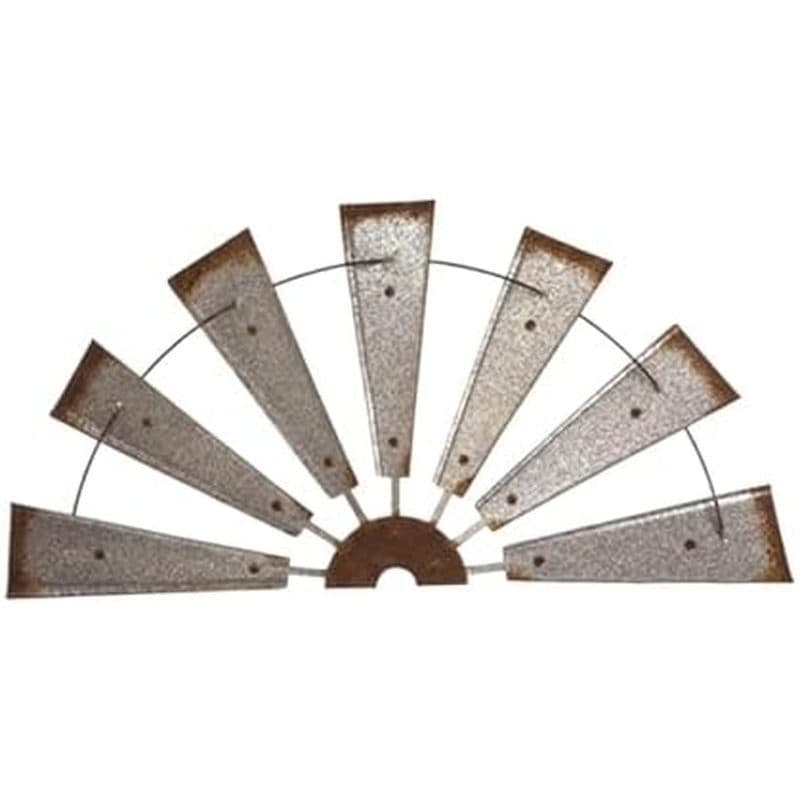 Decoração De Parede De Meio Moinho De Vento De Metal 2D Fenteer , Ornamento De Suspensão De Fazenda Rústica , Enfeite De