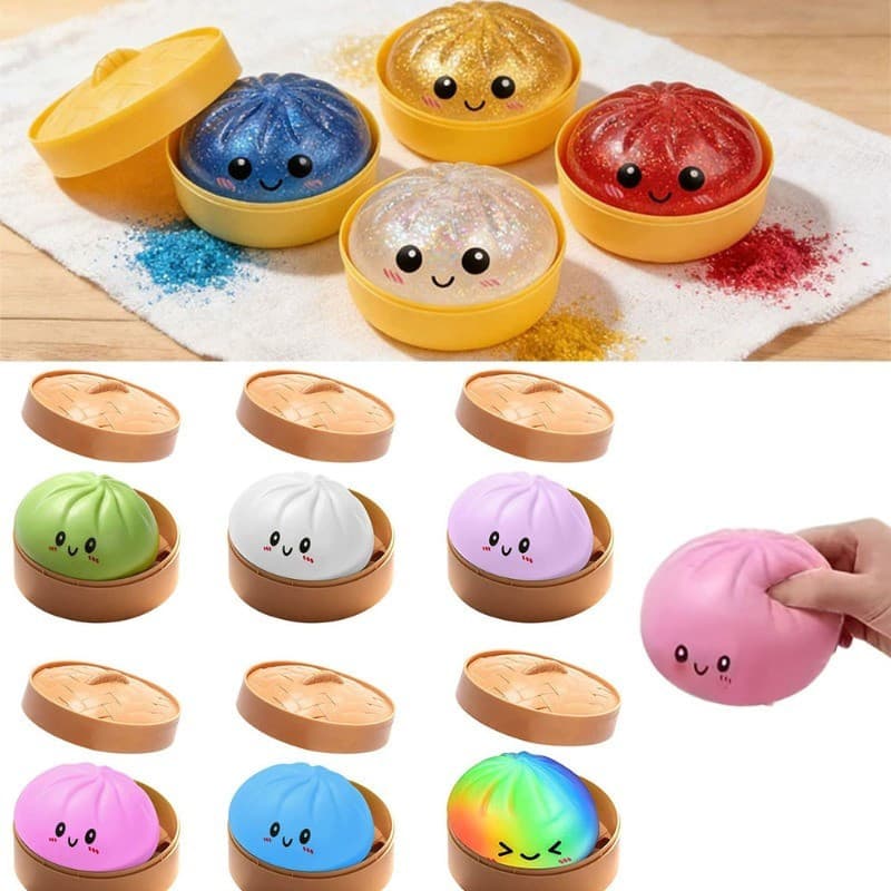 Glitter Bolinho Caixa Mole Squishies Sensorial Squeeze Brinquedo Para Alívio Do Estresse Massa De Descompressão Macia Ad