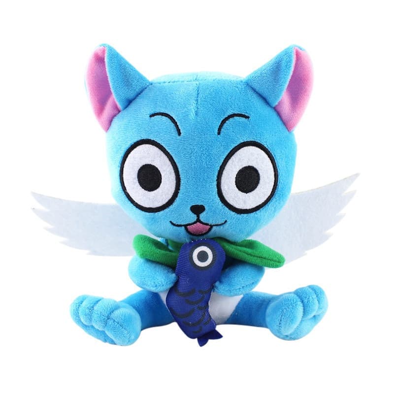 17 Cm Janpan Anime Fairy Tail Azul Feliz Gato Com Peixe Animais Kawaii Pelúcia Peluche Dos Desenhos Animados De Macia Br