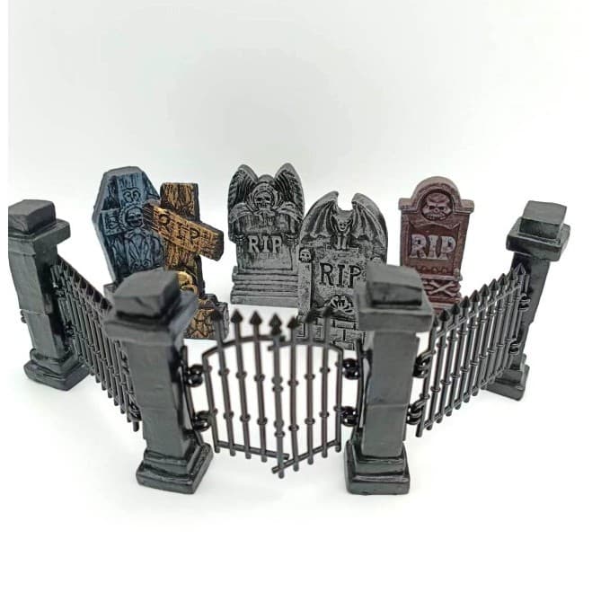 Amazon Halloween lápide decoração de jardim Micro paisagem vestir-se combinação conjunto resina artesanato ornamentos pá