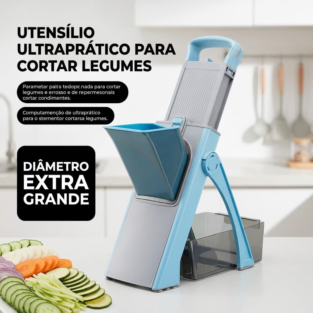 Cortador de Legumes Multifuncional 5 em 1 - Fatiador Ralador com 5 Lâminas para Alimentos, Bivolt - Verde-