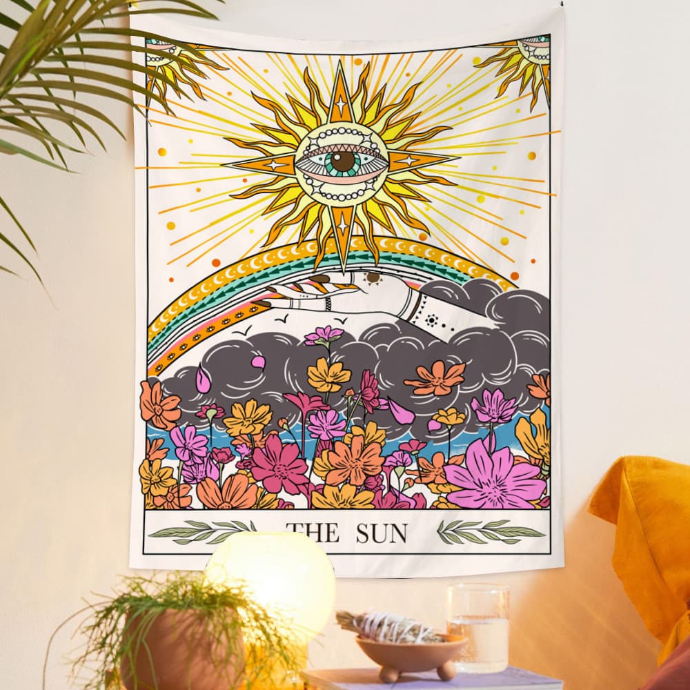 Tapeçaria de cartas de tarot para decoração de quarto, pano de fundo para parede, tapeçaria de decoração para casa em es