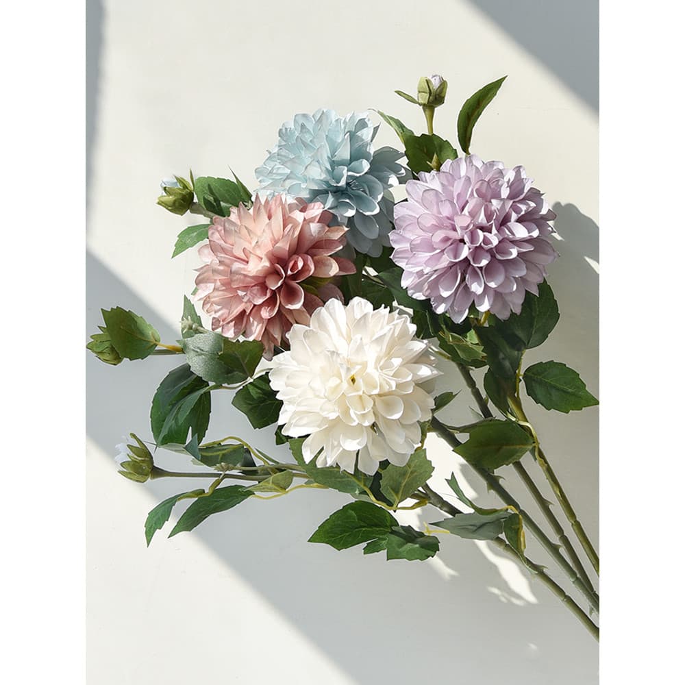 Flores artificiais de plástico simulação hortênsia dália flores secas flores secas plantas buquês decoração ornamentos s