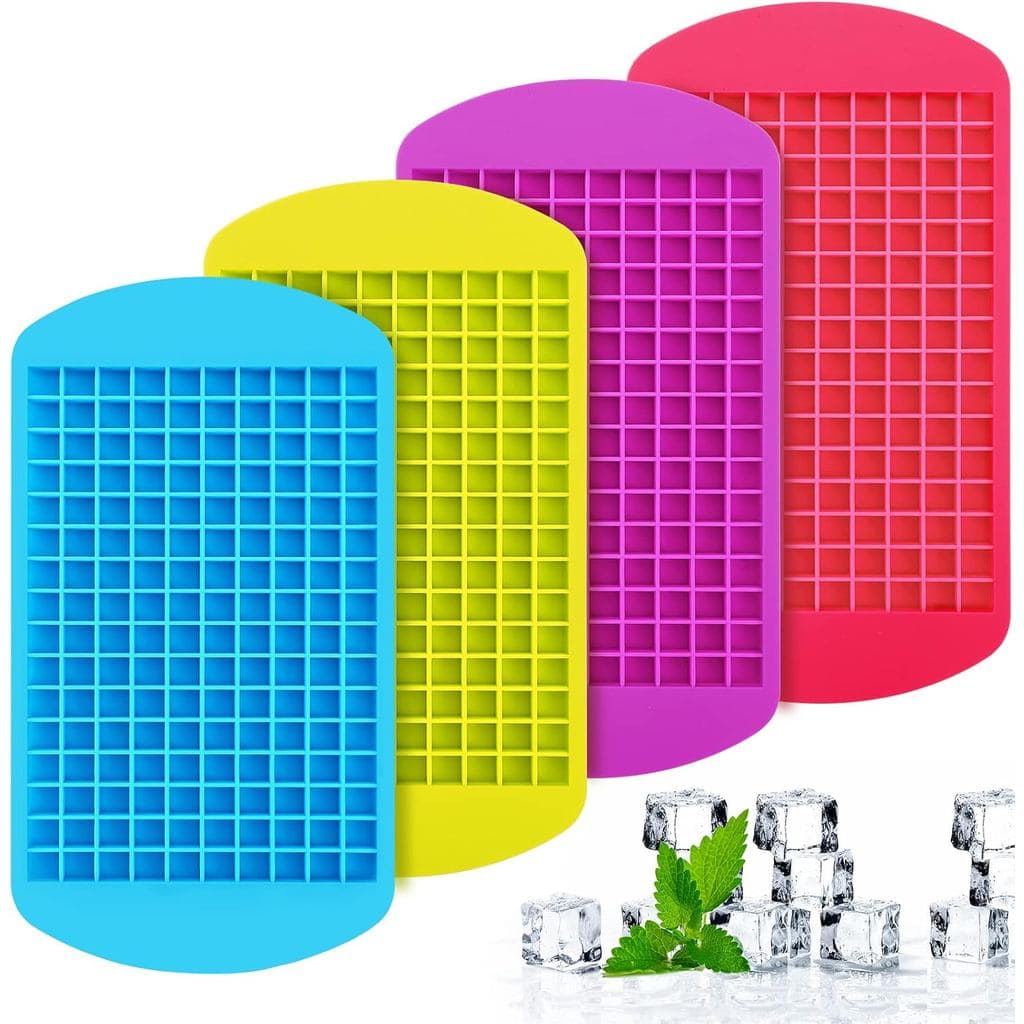 Conjunto de 4 Formas de Gelo Mini, 640 Formas de Gelo Pequenas de Silicone, Forma de Gelo Mini Flexível e de Fácil Remoç