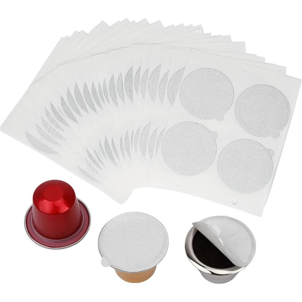 Tampas de Alumínio para Espresso, Selos Adesivos de Papel Alumínio para Cápsulas de Espresso Reutilizáveis, Cápsulas de