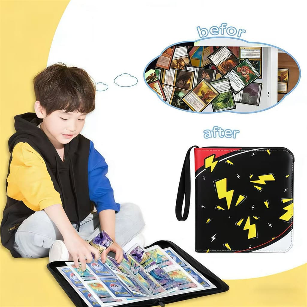 Fichário Capa Dura com Zíper | 400 Cartas | 50 Folhas | Para Pokémon, Magic,