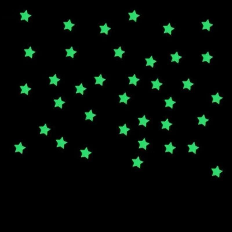 Divertido Luminoso Estrela Parede Stiers 100 Pçs Seguro Para Crianças Brilho No Escuro Decalques Quarto Janela Do Teto D