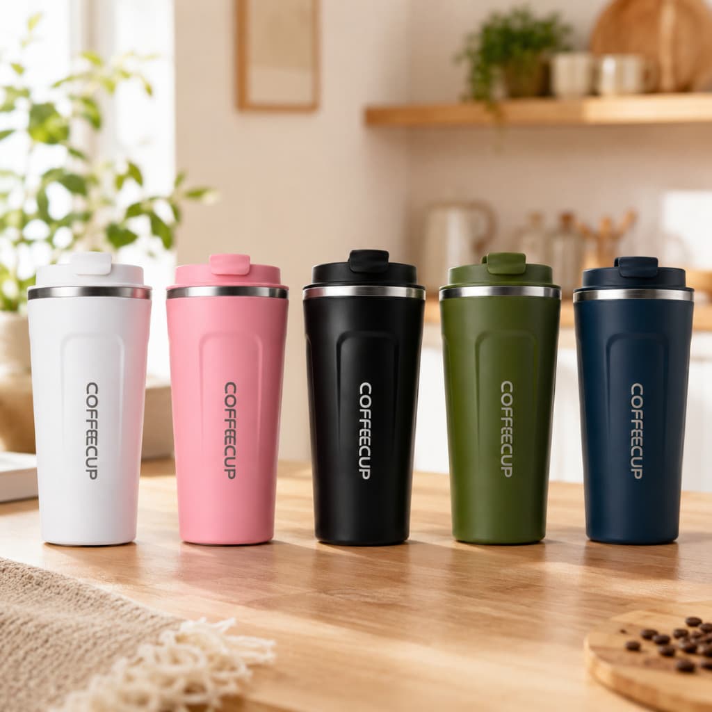 Copo Térmico Inox 304 Garrafa com Tampa para  Café Chá Antiderrapante 510ML Isolamento Térmico Reutilizável