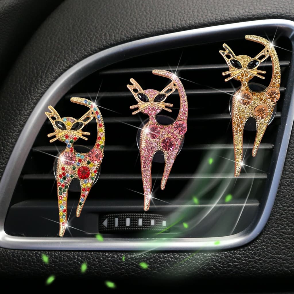 Adorável Clipe de Ventilação para Carro em Forma de Gato, Envio Rápido, Acessório Decorativo de Aromaterapia para Saída