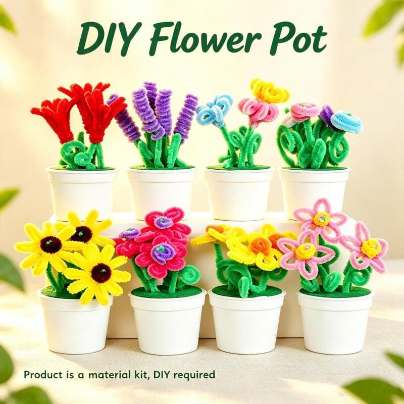 Crianças DIY Kit De Material Torção Vara Flor Vaso Artesanato Artesanal Conjunto Brinquedo Educativo Presente