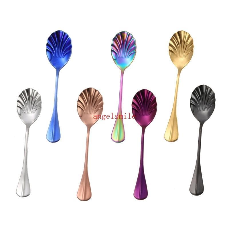 Colher De Sopa Com Cabo Longo Em Forma De Conchas Para Restaurante , Casa , Café , Mexendo , Chá