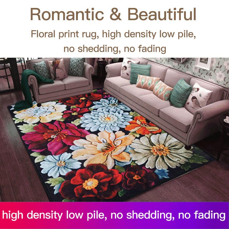 【Toque Macio】Nouveau tapis à imprimé floral Crystal Velvet Carpet/Living Room Rug/Bedroom Mat/Tapete Decorativo/Floral/Q