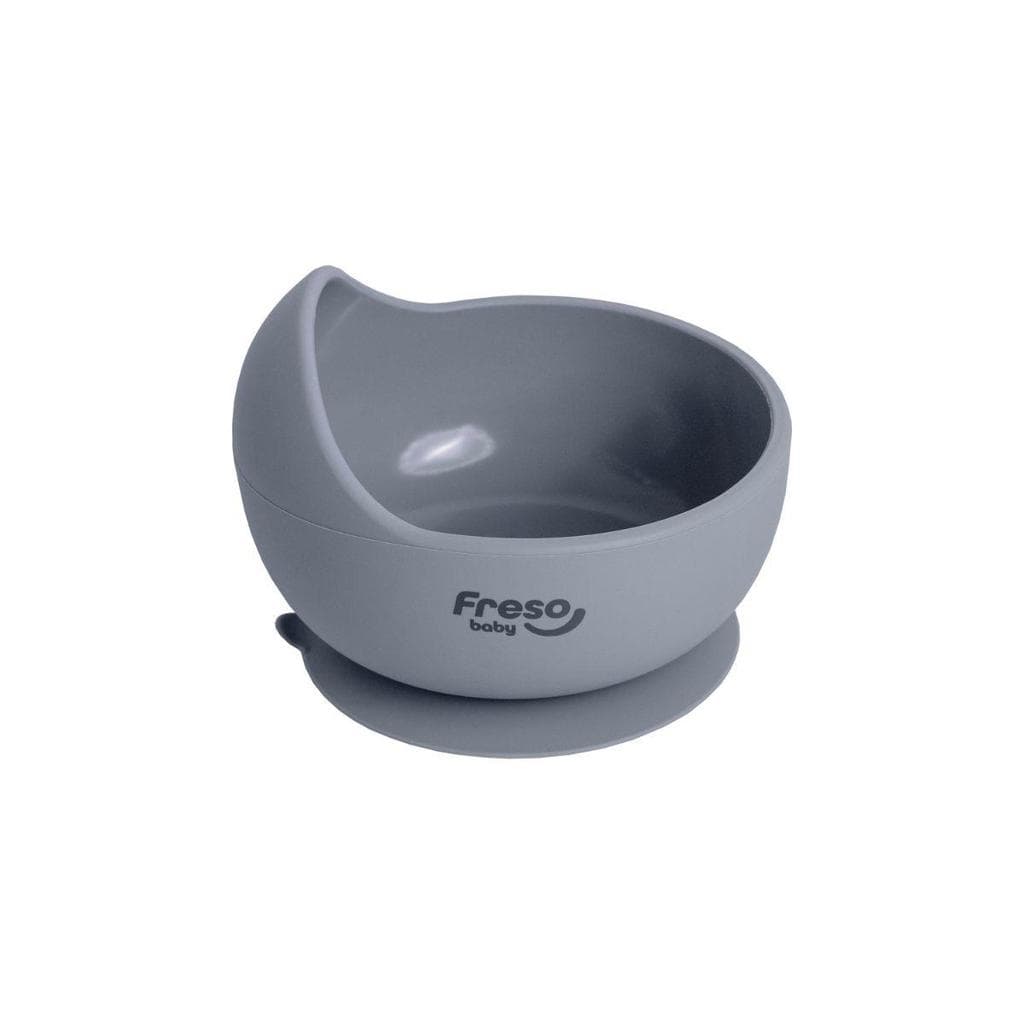 Freso Baby Tigela Alimentação Infantil BLW Silicone Livre BPA Ventosa Antibacteriano Cinza