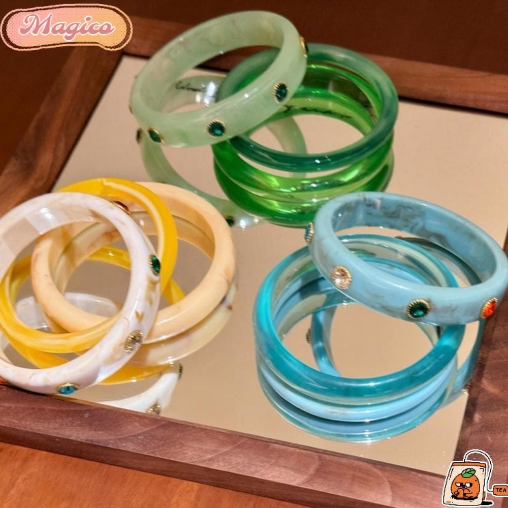MAGICO 3 Pçs/Set Cuff Pulseira , Rodada Marmoreio Fino Geométrica Transparente Chunky Bangle