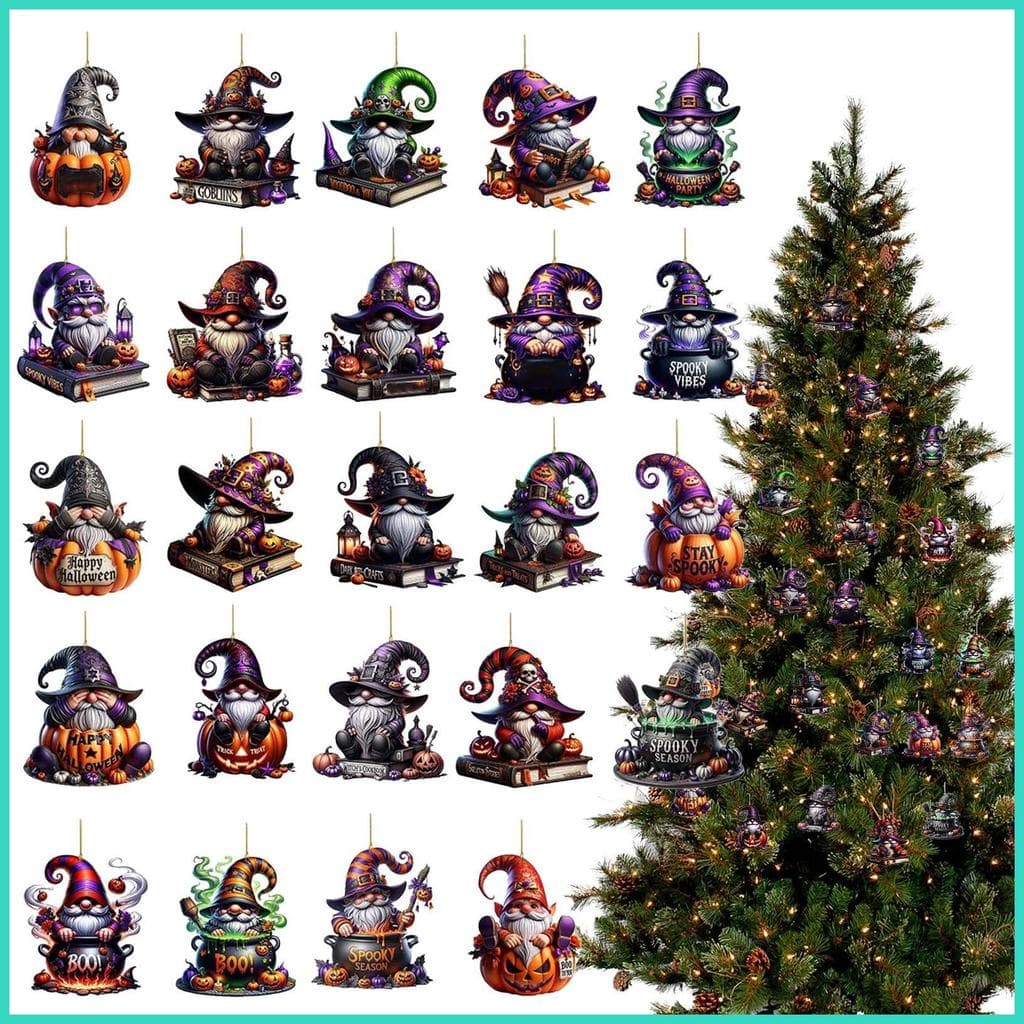 Enfeites De Halloween Do Advento 24 Dias Gnome Charme Calendário De Contagem Regressiva 2D Ornamentos De Árvore Acrílica