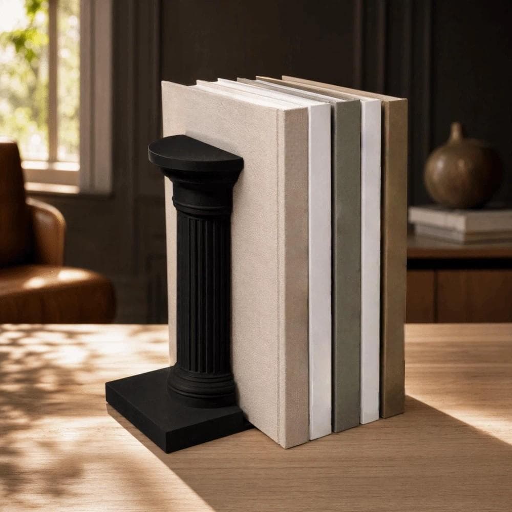 1 Par De Suporte Para Livros Estilo Arquitetura , Extremidade De Livro De Coluna Romana Estável Em Forma De L , Impressã
