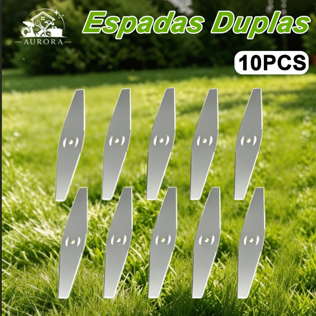 Kit 10 Lâminas Disco Corte Roçadeira Profissional Eficiência Grama Vegetação Aparador Bermas Jardim Universal