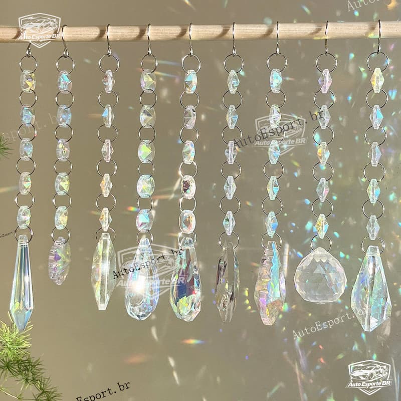 Apanhador de Luz Solar de Cristal para Jardim DIY, Decoração Suspensa com Contas Octogonais Coloridas AB, Iluminação 429