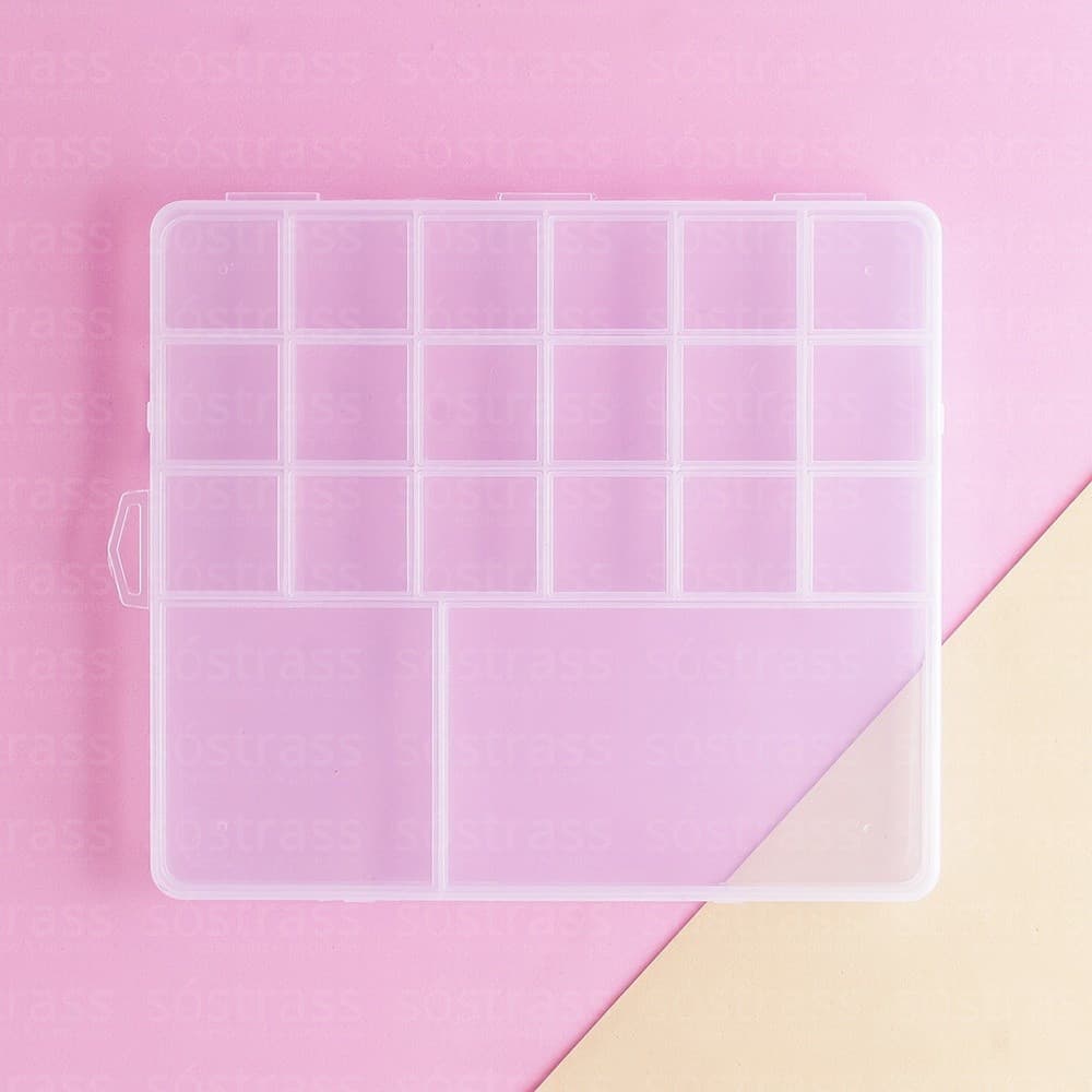 Caixa de armazenamento com 20 compartimentos 19x17 cm transparente ABCSHOP