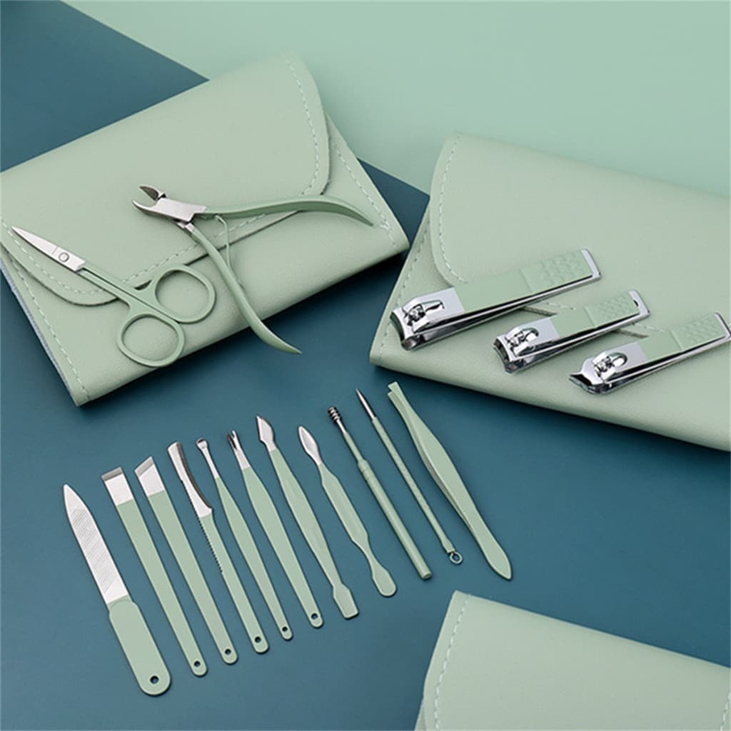Kit 16 Pçs Cortador De Unhas Pedicure Tesoura Prego Conjunto De Ferramentas Em Aço Inoxidável Com Bolsa Dobrável