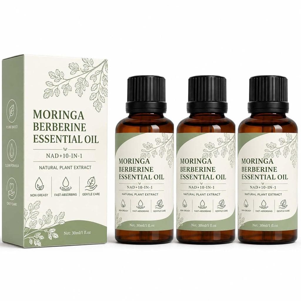 Óleo de Berberina de Moringa - Óleo Essencial de Uso Diário para Abdômen, Cintura, Coxas e Braços, Fórmula de Rápida Abs