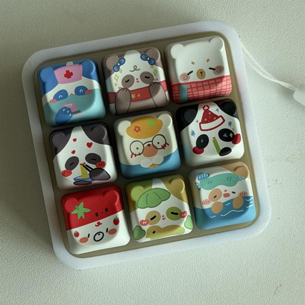 Gato Bonito Relaxar Botão Keycap Kawaii 9-Chave Teclado Brinquedo Fidget Para Portátil Chaveiro Moda Saco Charme openalb