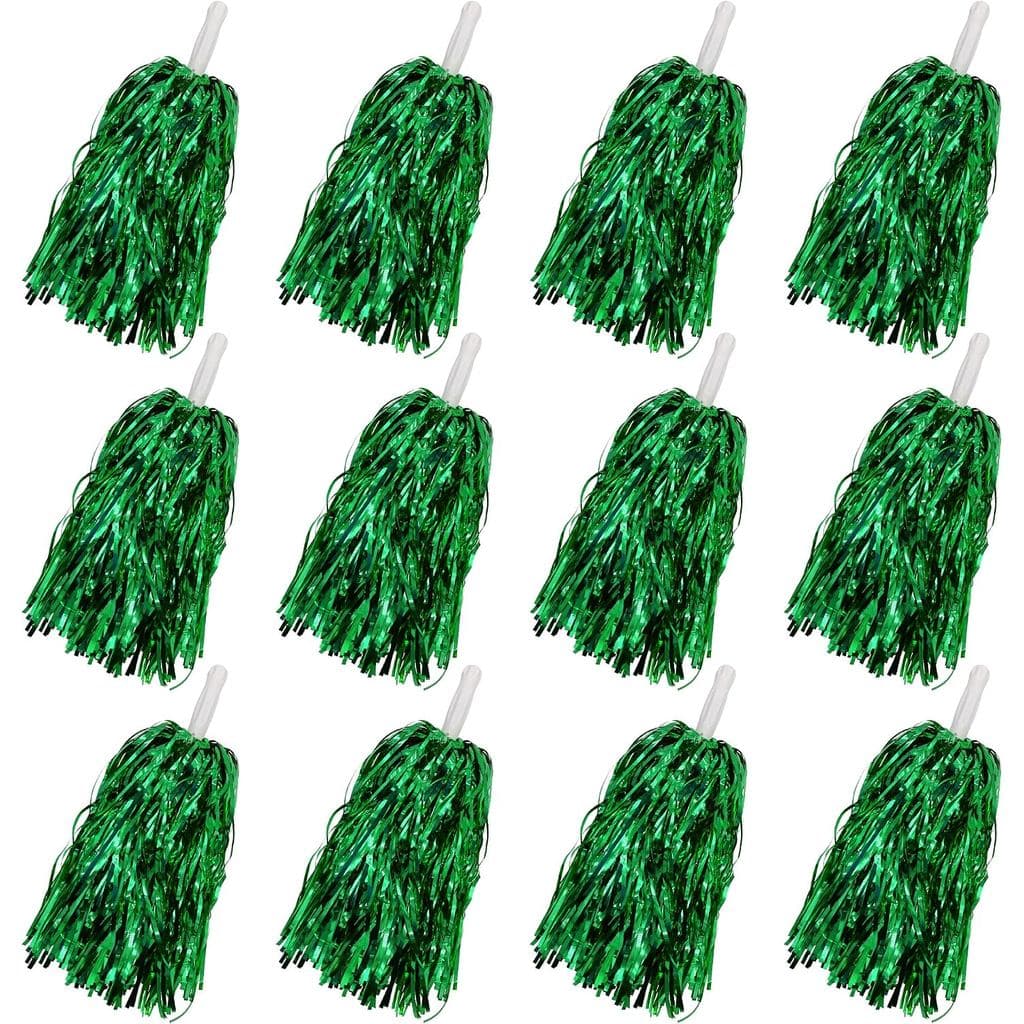 12PCS Pompons de Cheerleading em Plástico com Folha Metálica para Futebol, Basquete, Esquadrões Esportivos, Dança, Festa