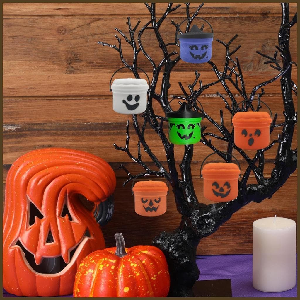 Balde De Abóbora Com Alça , Recipiente De Armazenamento , Suporte De Doces De Halloween Para Crianças , Festa Interna E