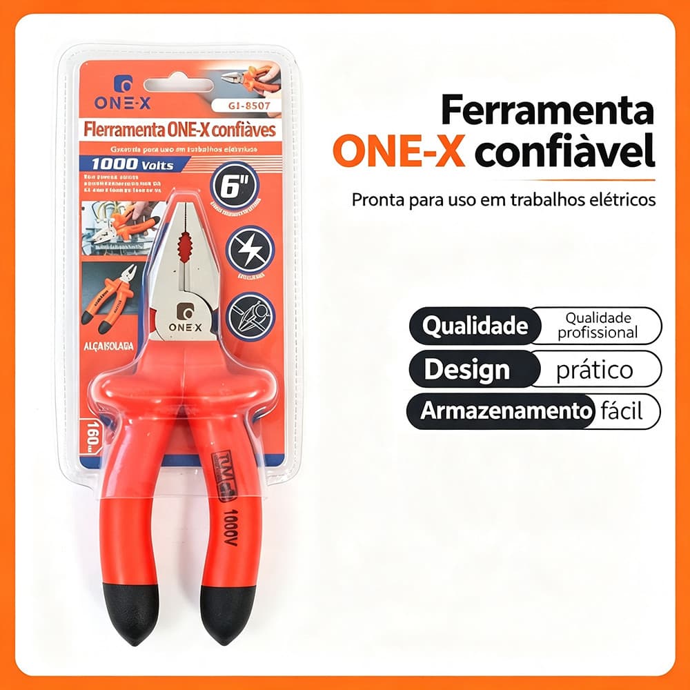 ⚡ Alicate Universal Isolado 1000V Profissional | Aço Resistente Anti Ferrugem Para Manutenção Elétrica