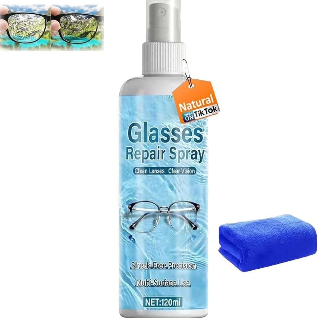 Spray Removedor de Riscos de Lentes, Solução Completa de Limpeza e Reparação, Reduz Manchas e Pequenos Riscos em Óculos,