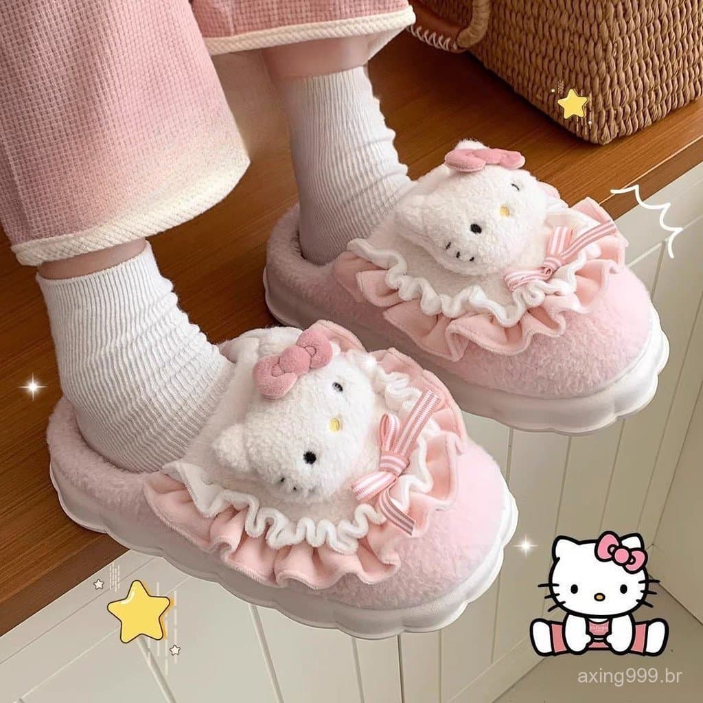 Chinelos De Algodão Feminino Inverno Bonito Confinamento Sapatos