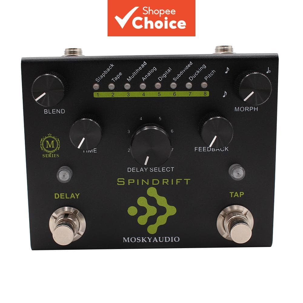 Pedal De Guitarra Com Atraso Digital MOSKY Spindrift Efeitos De Torneira , 8 Modos De , Acessório De Instrumento De Baix