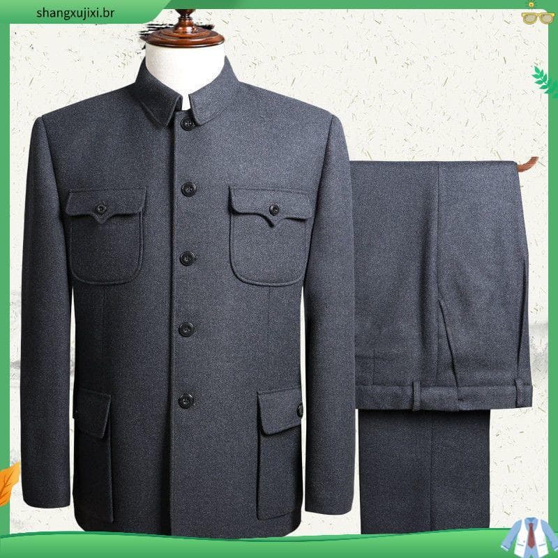 Clássico zhongshan terno masculino de meia-idade idosos ternos zhongshan ternos jaquetas para idosos roupas para idosos