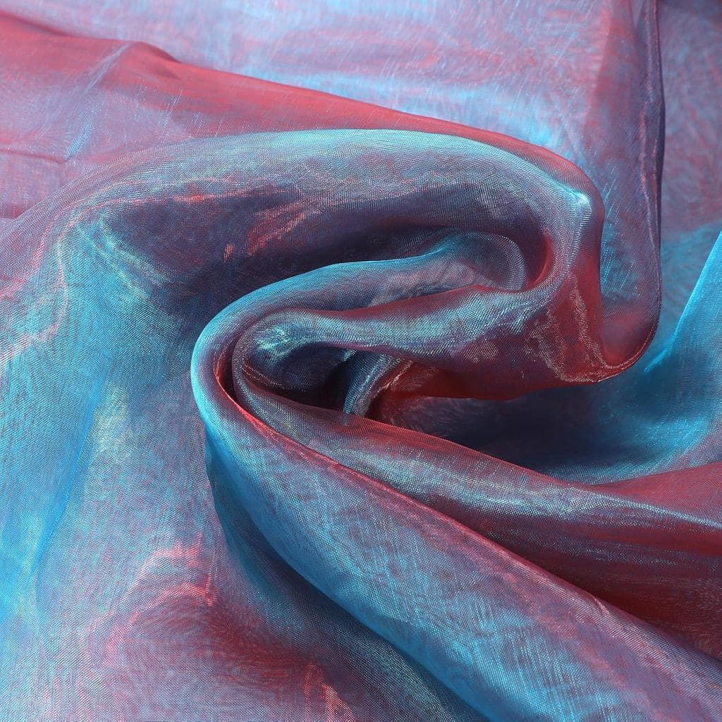Tecido de Organza 3,28 Jardas x 59" Tecido Iridescente Chiffon Transparente Azul Aço Brilhante para Vestido de Noiva