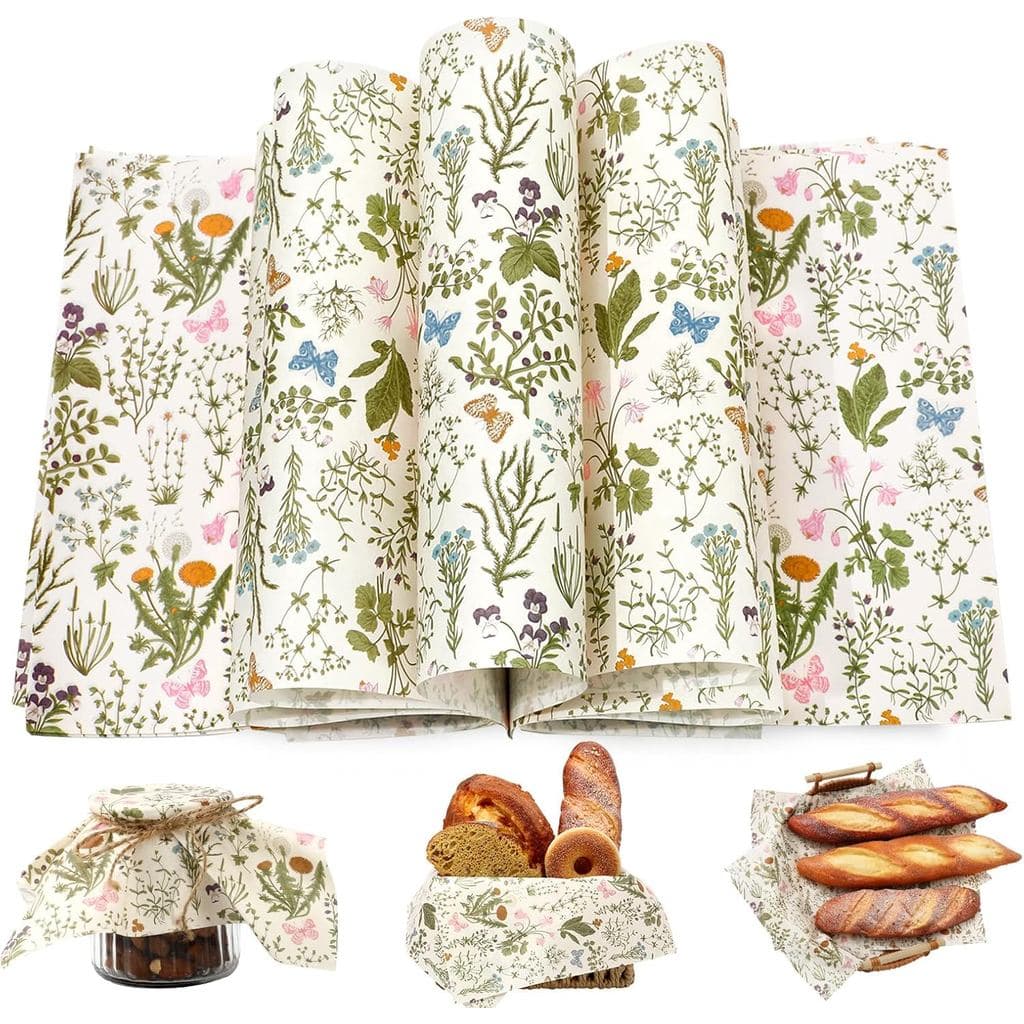 JarThenaAMCS 200 Folhas de Papel Cera para Flores Silvestres, Papel para Embalagem de Alimentos, Papel Floral Vintage pa
