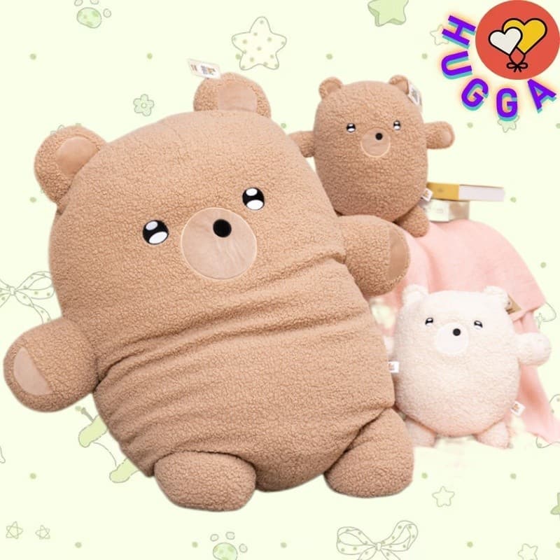 HUGGA Urso De Pelúcia Branco Macio Brinquedo Divertido E Fofo Marrom Boneca Travesseiro Presente De Aniversário Decoraçõ